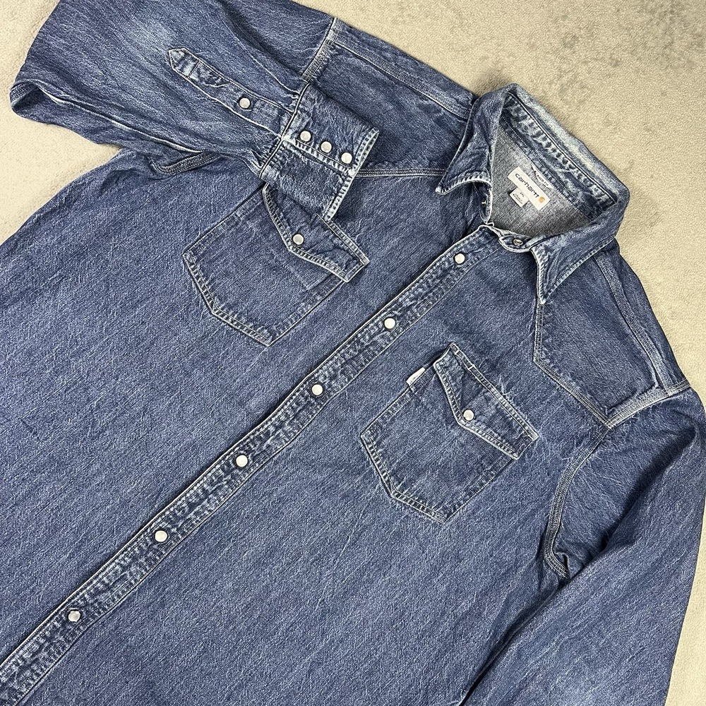 Carhartt Pearl Snap Shirt Mens 2XL Workwear USA Western